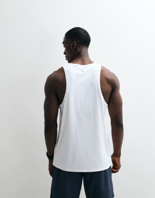 4505 Icon quick dry mesh training tank top with racer back in white, 5 of 5