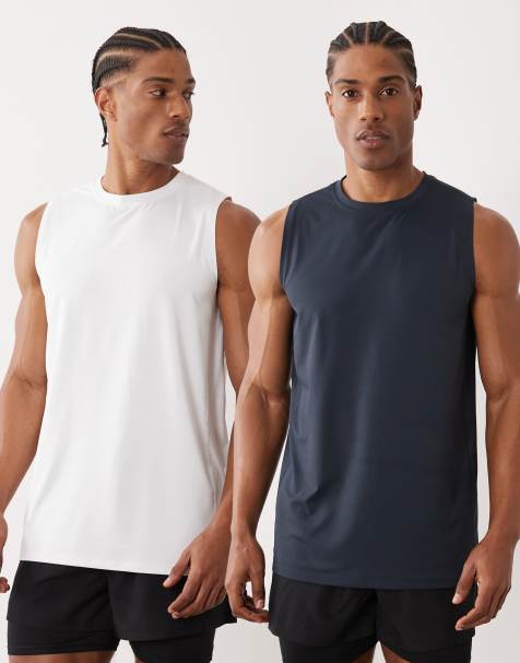 4505 Icon quick dry mesh training tank tops 2 pack in navy and white - view 1