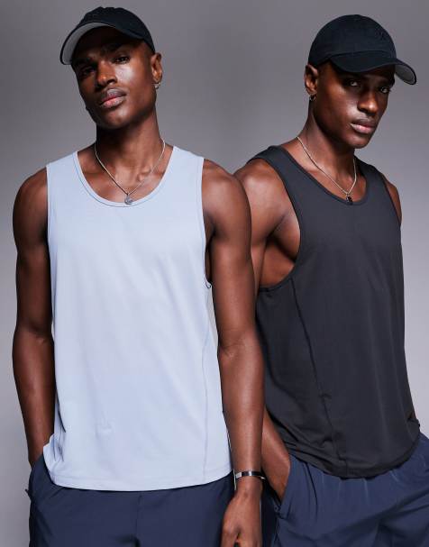 4505 Icon quick dry training singlet with racer back 2 pack in black and grey - view 1