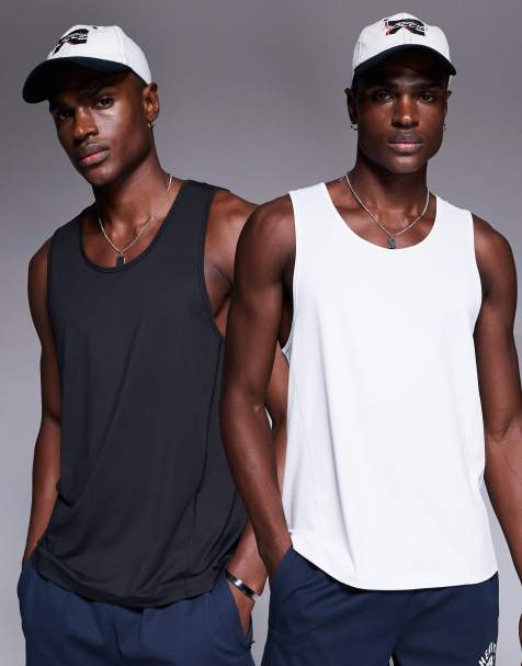 4505 Icon quick dry training singlet with racer back 2 pack in black and white - view 1