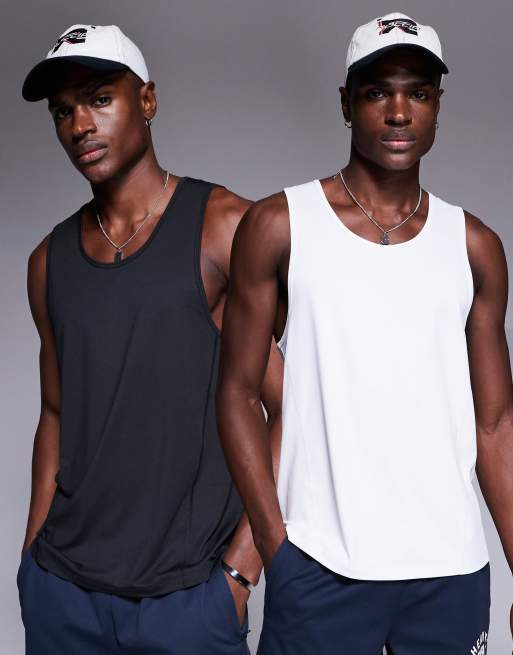 4505 Icon quick dry training singlet with racer back 2 pack in black and white