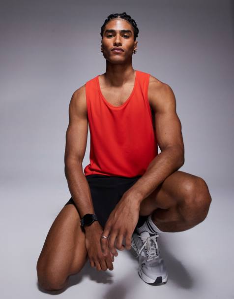 4505 Icon quick dry training tank top with racer back in red - view 1