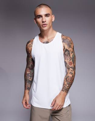 4505 Icon Quick Dry Training Tank Top With Racer Back In White