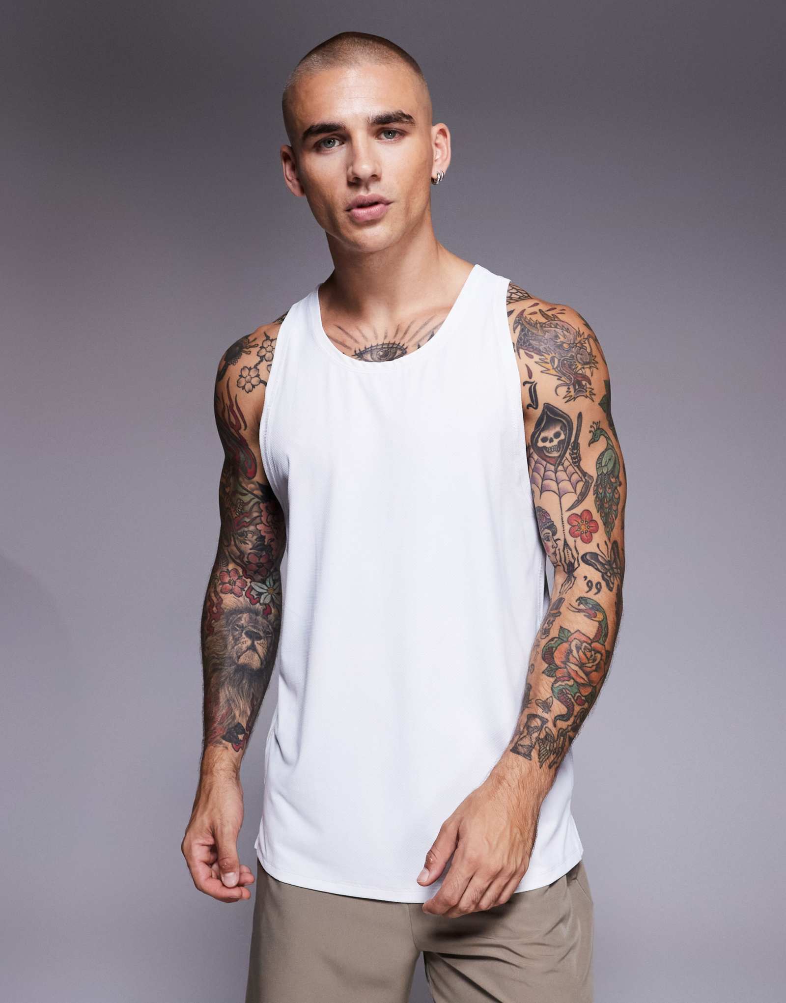 4505 Быстросохнущая тренировочная майка Icon со спинкой racer белого цвета