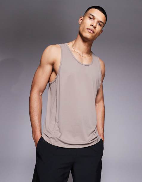 4505 Icon quick dry training vest with racer back in taupe grey  - view 1