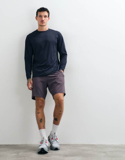 4505 Icon quickdry mesh trainings-T-shirt met lange mouwen in marineblauw, 3 van 5