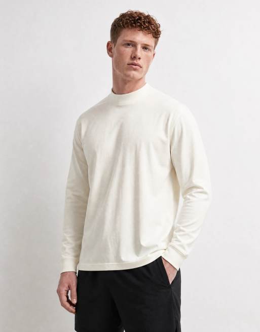 4505 - Icon - Råhvid oversized T-shirt med lange ærmer i kraftig hurtigtørrende bomuld, 10 af 10