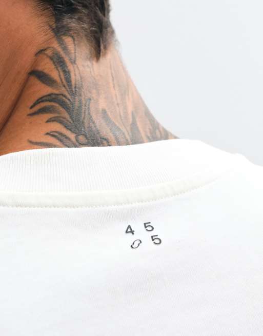 4505 - Icon - Råhvid oversized T-shirt med lange ærmer i kraftig hurtigtørrende bomuld, 4 af 7