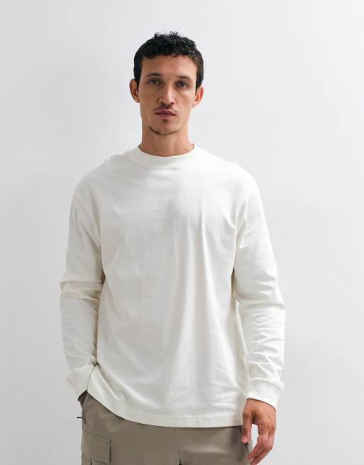 4505 - Icon - Råhvid oversized T-shirt med lange ærmer i kraftig hurtigtørrende bomuld, 5 af 7