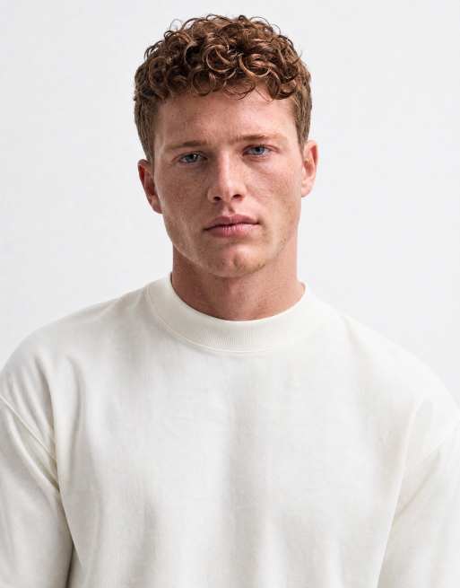 4505 - Icon - Råhvid oversized T-shirt med lange ærmer i kraftig hurtigtørrende bomuld, 8 af 10