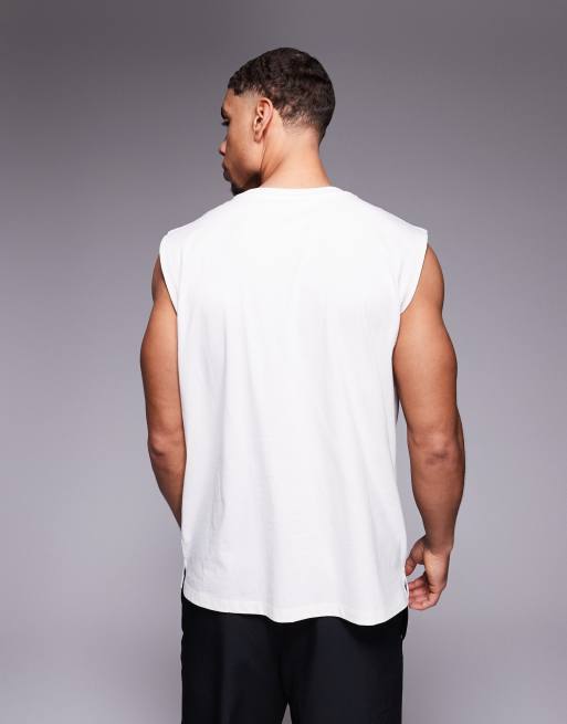 4505 - Icon - Råhvid oversized trænings-tanktop i bomuld med hurtigttørrende finish , 3 af 4