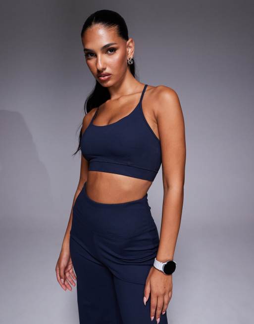 4505 - Icon - Reggiseno sportivo blu navy notte morbido al tatto a supporto leggero con spalline regolabili