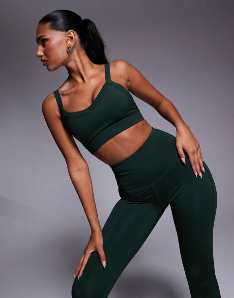 4505 - Icon - Reggiseno sportivo da corsa a sostegno medio verde lichene con spalline regolabili - view 1