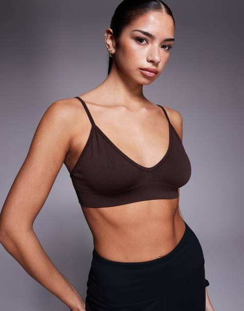 4505 - Icon - Reggiseno sportivo intimo a sostegno leggero senza cuciture color cioccolato con spalline regolabili - view 1