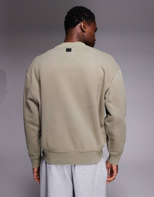 4505 – Icon – Rest Day – Beige, tvättad sweatshirt i oversize och kraftig bomull med boxig passform, 440gsm, 3 av 5