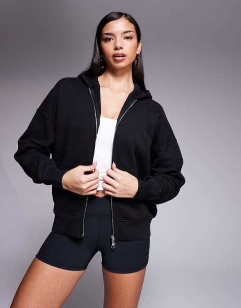 4505 - Icon Rest Day - Felpa con cappuccio oversize in cotone pesante 440 g/m² nero slavato con zip - view 1