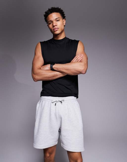 4505 Icon Rest Day heavyweight 420gsm cotton 7 inch sweat short in grey marl, 2 of 5