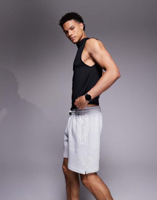 4505 Icon Rest Day heavyweight 420gsm cotton 7 inch sweat short in grey marl, 3 of 5