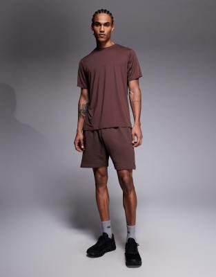 4505 Icon Rest Day heavyweight 420gsm cotton 7 inch sweat short in washed brown