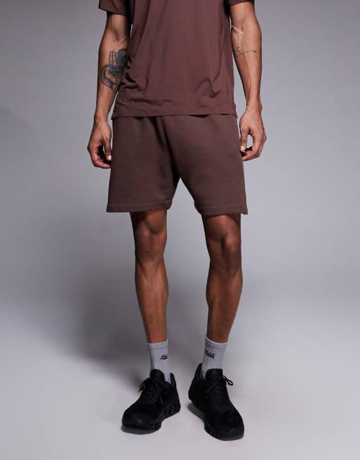 4505 Icon Rest Day heavyweight 420gsm cotton 7 inch sweat short in washed brown, 2 of 5