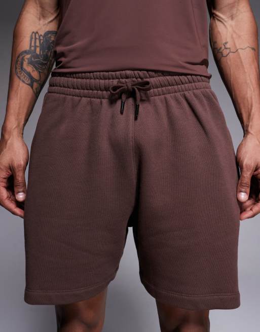 4505 Icon Rest Day heavyweight 420gsm cotton 7 inch sweat short in washed brown, 4 of 5