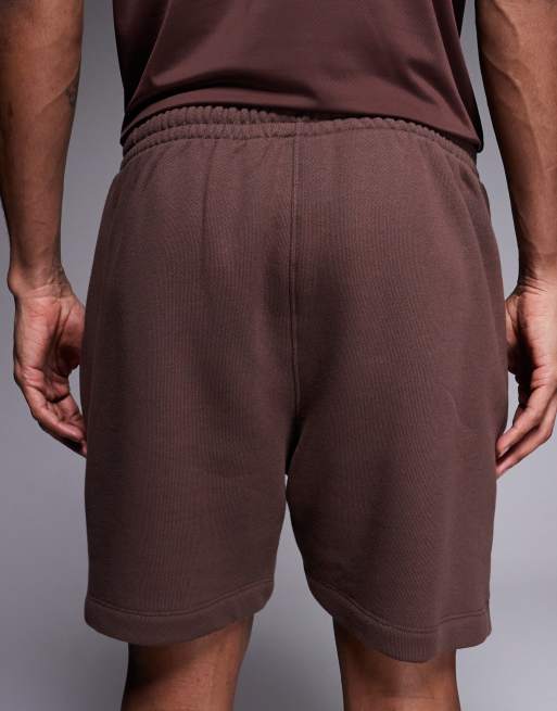 4505 Icon Rest Day heavyweight 420gsm cotton 7 inch sweat short in washed brown, 5 of 5