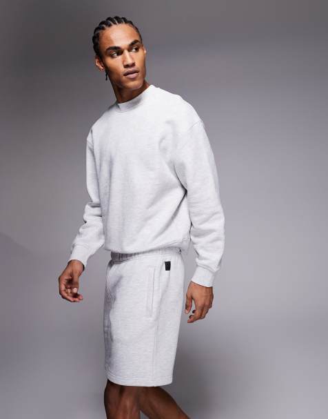 4505 Icon Rest Day heavyweight 440gsm cotton 7 inch sweat short in light grey marl 