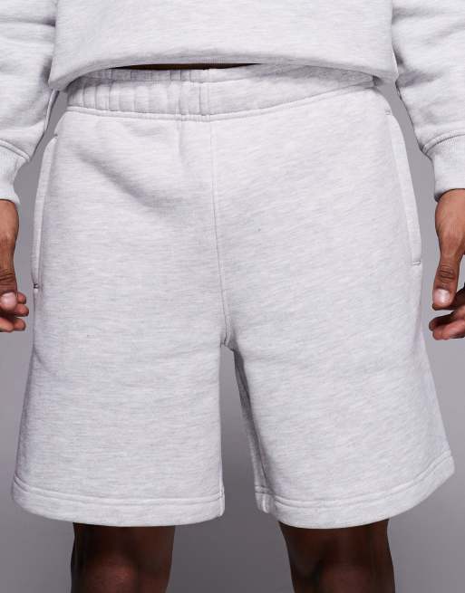 4505 Icon Rest Day heavyweight 440gsm cotton 7 inch sweat short in light grey marl , 4 of 5