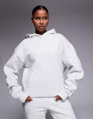 4505 Icon Rest Day Heavyweight 440gsm Cotton Cocoon Oversized Hoodie In Gray