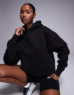 4505 Icon Rest Day Heavyweight 440gsm Cotton Cocoon Oversized Hoodie In Black