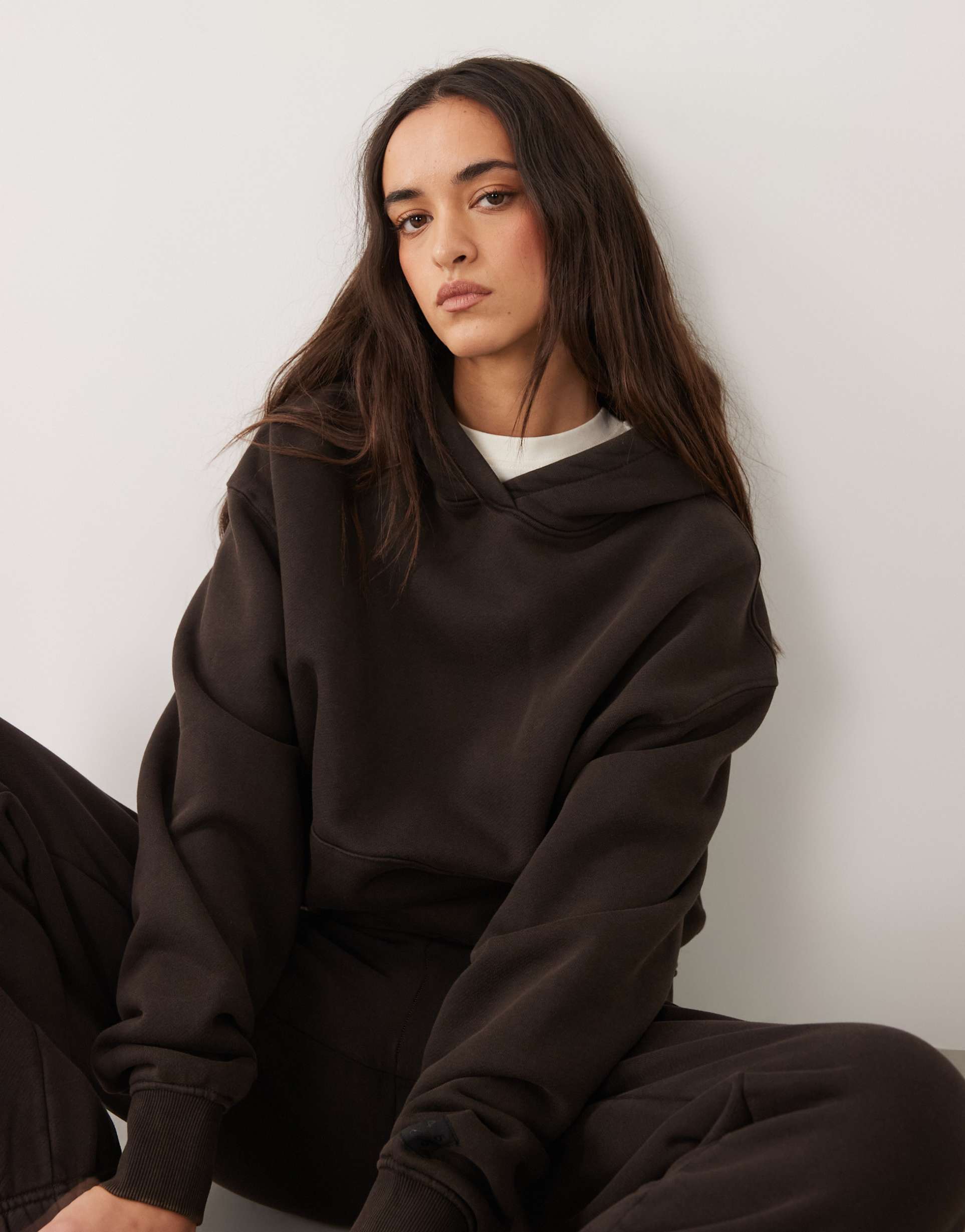 4505 icon rest day heavyweight 440gsm cotton cocoon oversized hoodie in washed chocolate