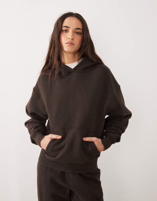 4505 Icon Rest Day heavyweight 440gsm cotton cocoon oversized hoodie in washed chocolate, 2 of 4