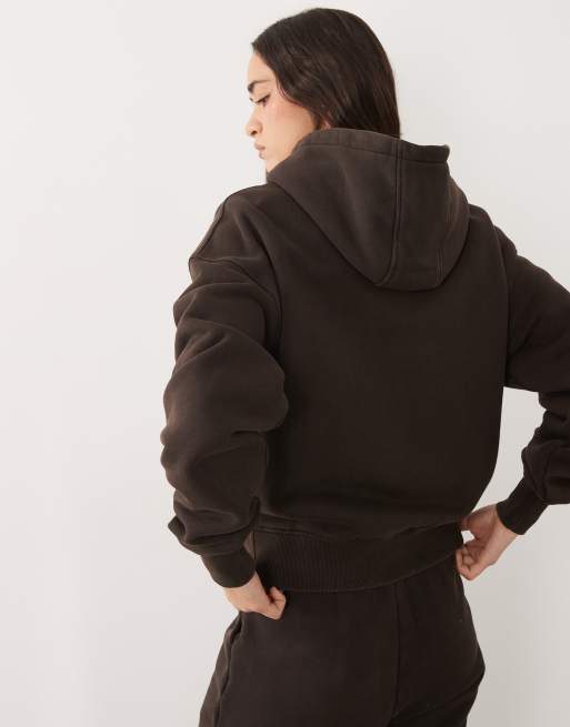 4505 Icon Rest Day heavyweight 440gsm cotton cocoon oversized hoodie in washed chocolate, 4 of 4