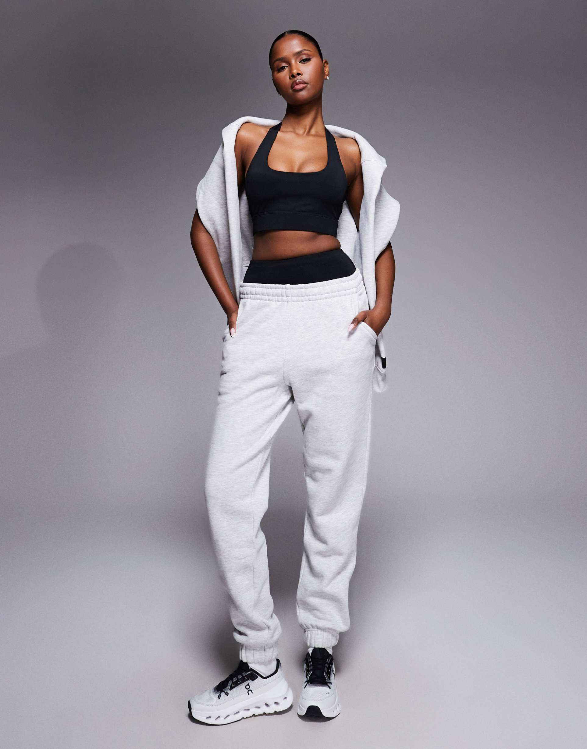 4505 icon rest day heavyweight 440gsm cotton cuffed sweatpants in light gray heather