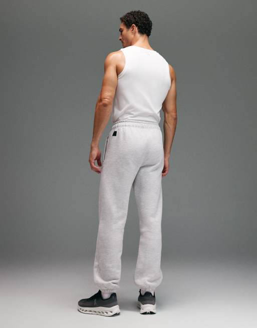 4505 Icon Rest Day heavyweight 440gsm cotton cuffed sweatpants with zip pockets in light gray heather, 3 of 5