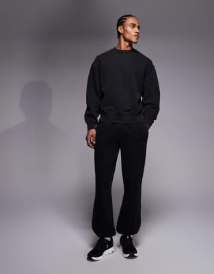 4505 Icon Rest Day Heavyweight 440gsm Cotton Cuffed Sweatpants With Zip Pockets In Black