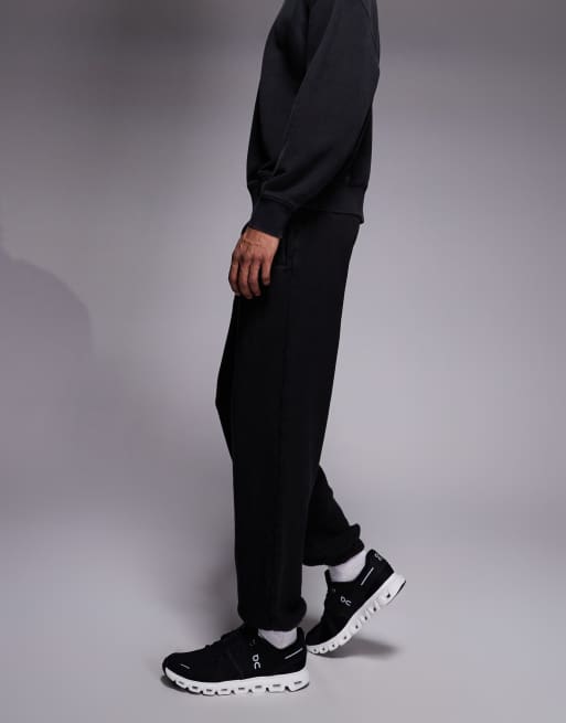 4505 Icon Rest Day heavyweight 440gsm cotton cuffed sweatpants with zip pockets in washed black, 3 of 5