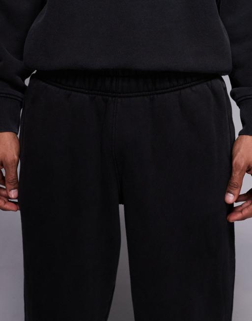4505 Icon Rest Day heavyweight 440gsm cotton cuffed sweatpants with zip pockets in washed black, 4 of 5