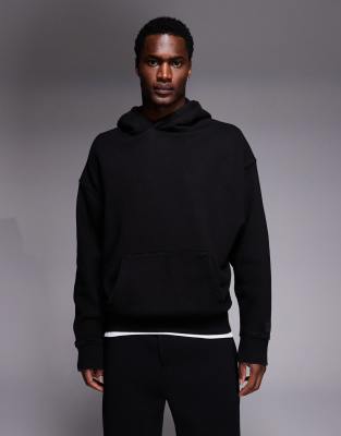 4505 Icon Rest Day heavyweight 440gsm cotton oversized boxy hoodie in washed black