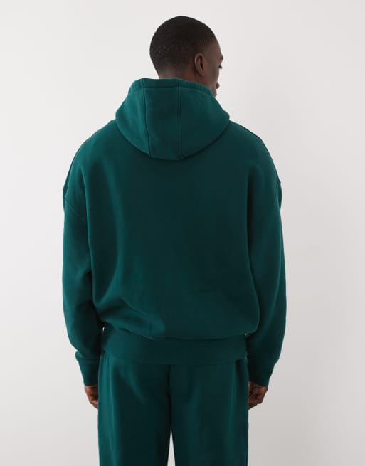 4505 Icon Rest Day heavyweight 440gsm cotton oversized boxy hoodie in washed bottle green, 3 of 5