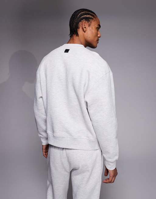 4505 Icon Rest Day heavyweight 440gsm cotton oversized boxy sweatshirt in light heather gray , 3 of 5