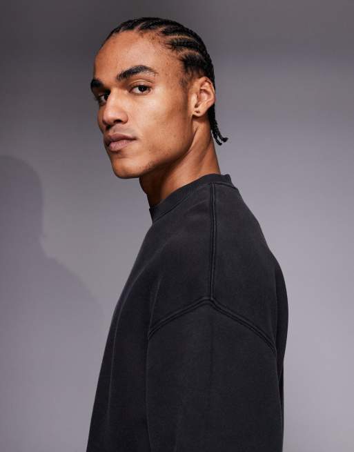 4505 Icon Rest Day heavyweight 440gsm cotton oversized boxy sweatshirt in washed black, 5 of 5