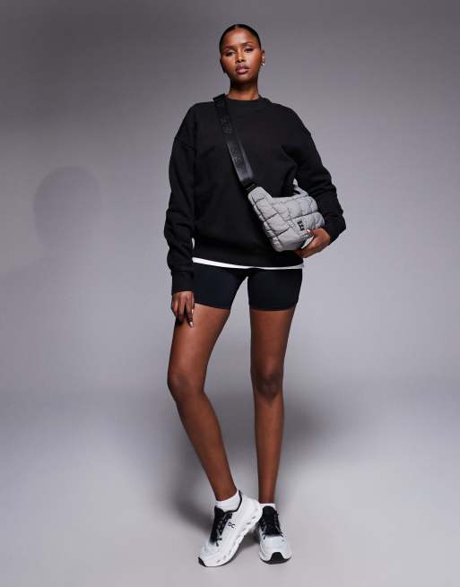 4505 Icon Rest Day heavyweight 440gsm cotton oversized drop shoulder sweatshirt in washed black, 4 of 4