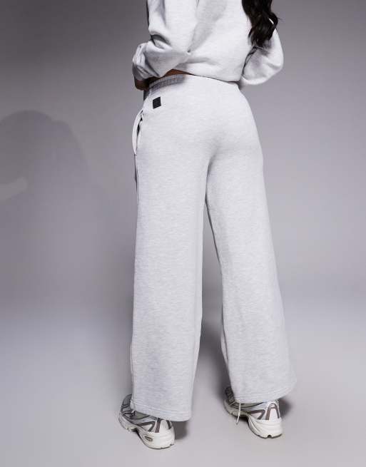 4505 Icon Rest Day heavyweight 440gsm cotton wide leg jogger in light grey marl, 2 of 5
