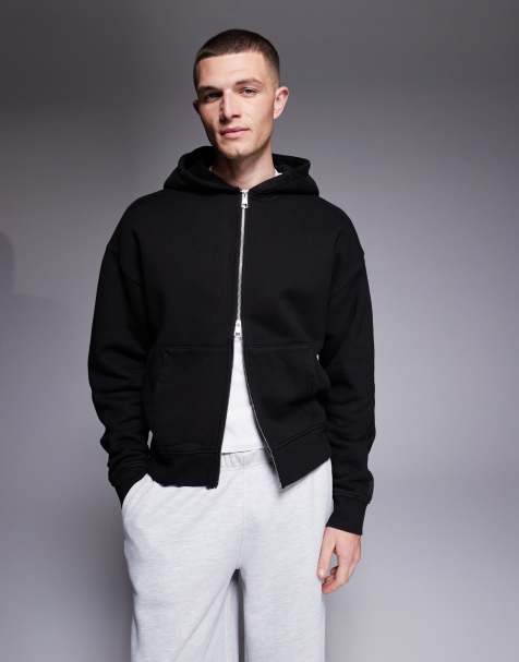 4505 Icon Rest Day heavyweight 440gsm cotton zip up oversized hoodie in washed black - view 1