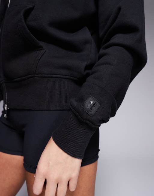 4505 Icon Rest Day heavyweight 440gsm cotton zip up oversized hoodie in washed black, 4 of 4