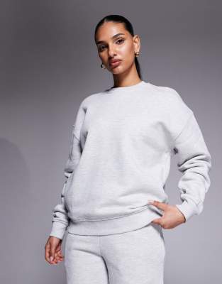4505 - Icon Rest Day - Oversize-Sweatshirt aus schwerer Baumwolle in Hellgrau meliert, 440 g/m²
