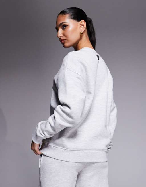 4505 - Icon - Rest Day - Oversized recht sweatshirt van 440gsm zwaar katoen in gemêleerd lichtgrijs, 2 van 4