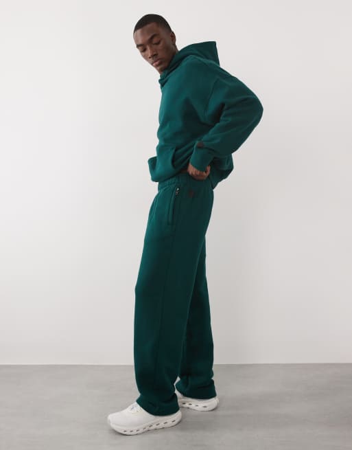 4505 - Icon Rest Day - Pantalon de jogging en coton épais 440 g/m<sup>2</sup> à poches zippées - Vert bouteille délavé, 2 de 5