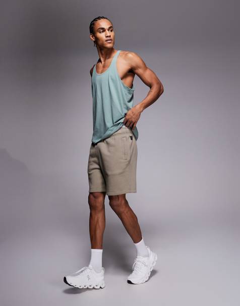 4505 - Icon - Rest Day - Sandfarvede forvaskede sweat-shorts på 18 cm i kraftig 440 gsm's bomuld - view 1